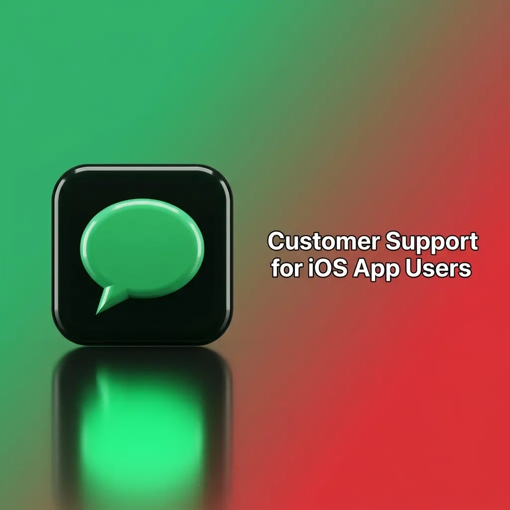 iOS app customer support options: live chat, email, help centre, and account messages after login