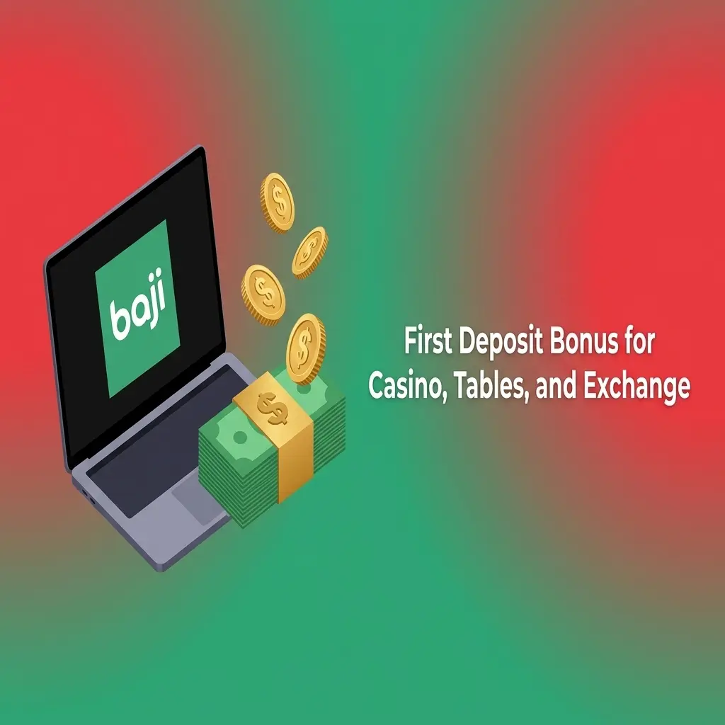 Baji Live first deposit bonus options for slots, live casino tables, and Exchange Premium in Pakistan