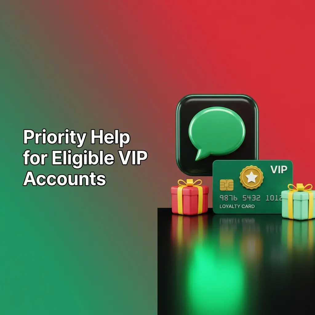 VIP account support options with priority chat, manager contact, payment review, KYC, and security help