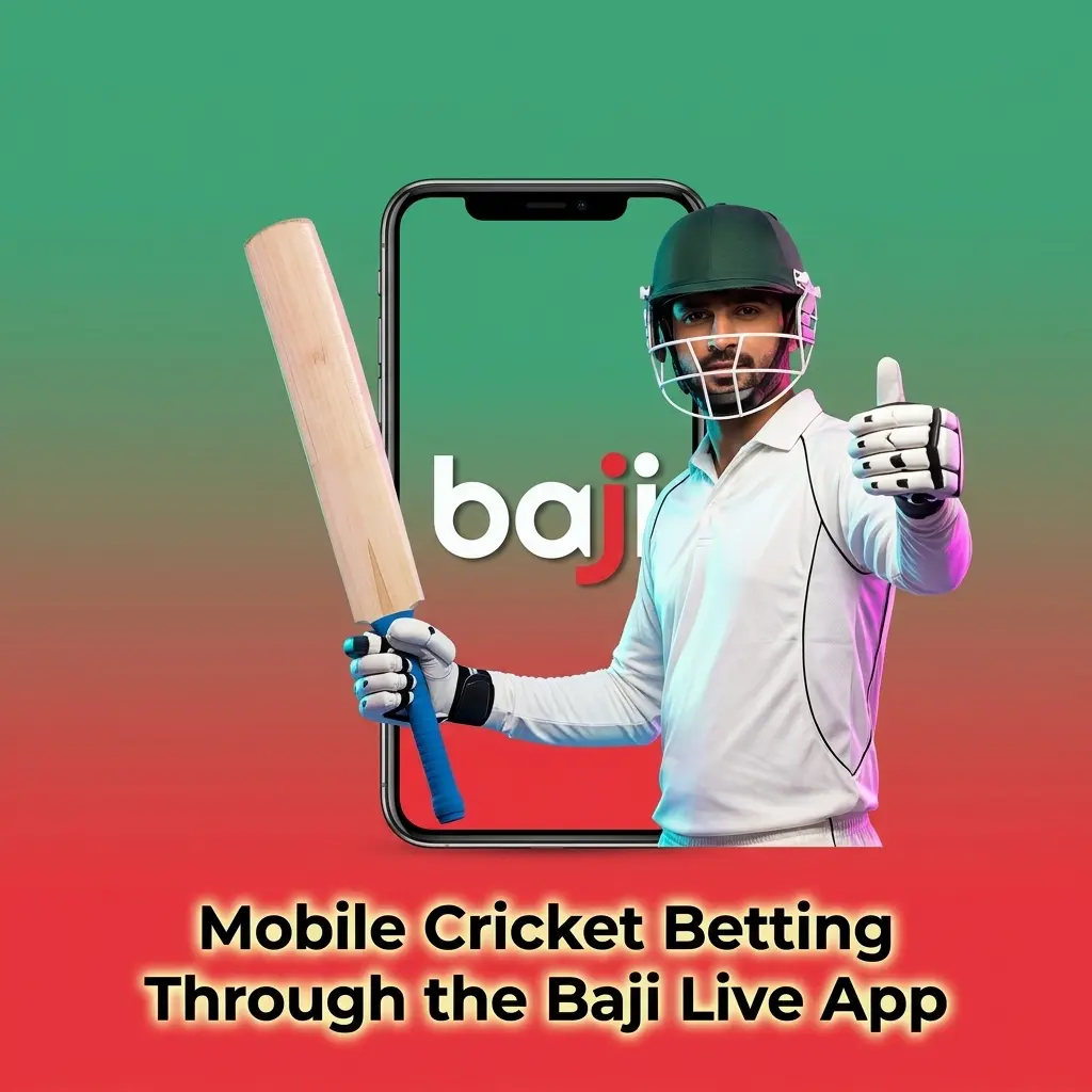 Baji Live app on smartphone for mobile cricket betting, deposits, withdrawals, bonuses and live support