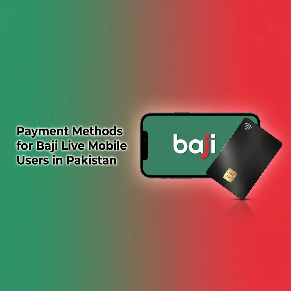 Baji Live mobile payment methods in Pakistan showing Easypaisa, JazzCash, bank transfer, cards, and PKR limits