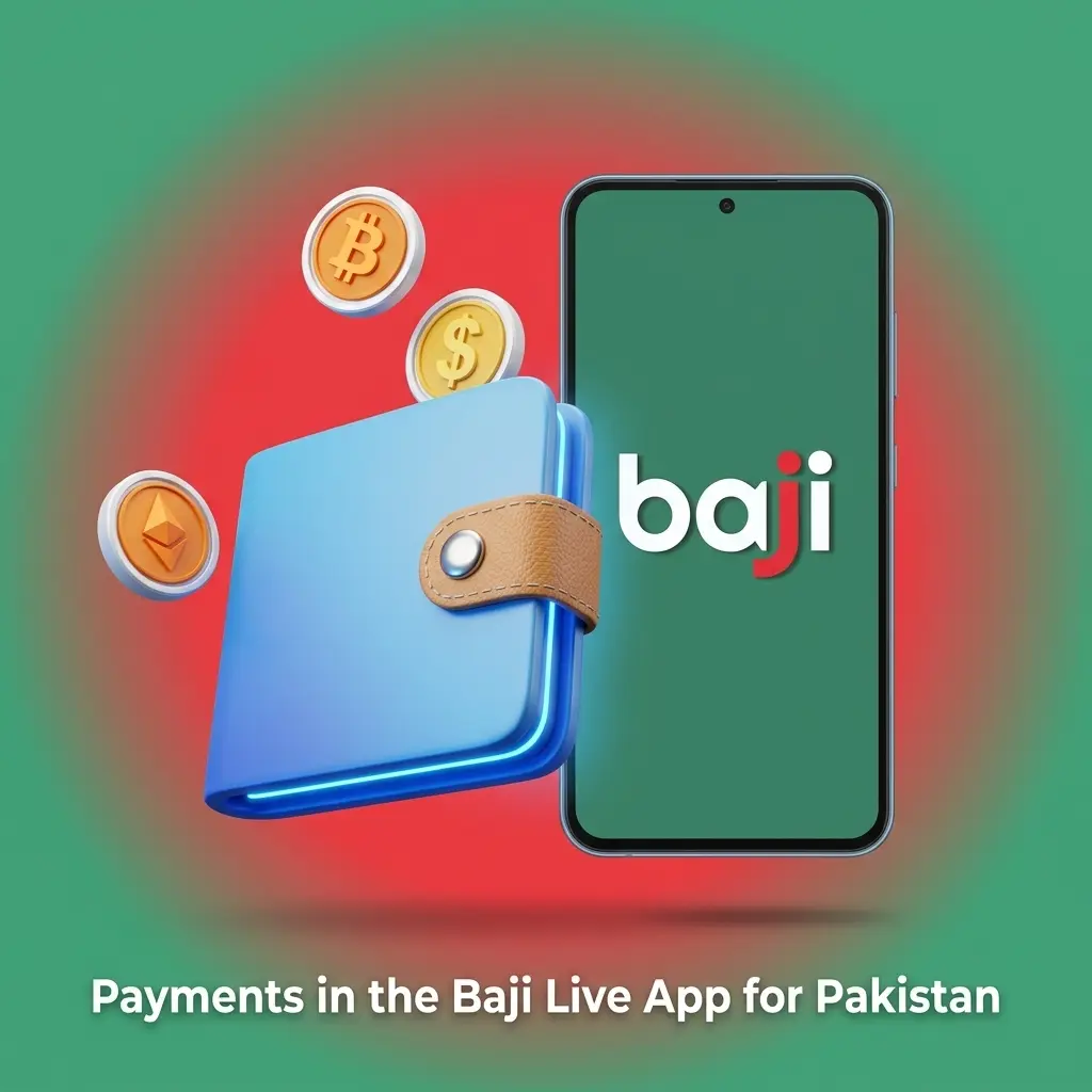 Baji Live app cashier showing Pakistan payment options like JazzCash, Easypaisa, Nayapay, Bitcoin and USDT