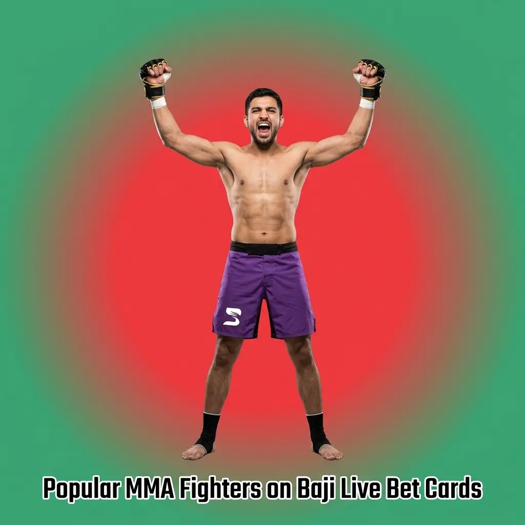 Popular MMA fighters listed on Baji Live bet cards with UFC, Bellator, ONE Championship and PFL markets