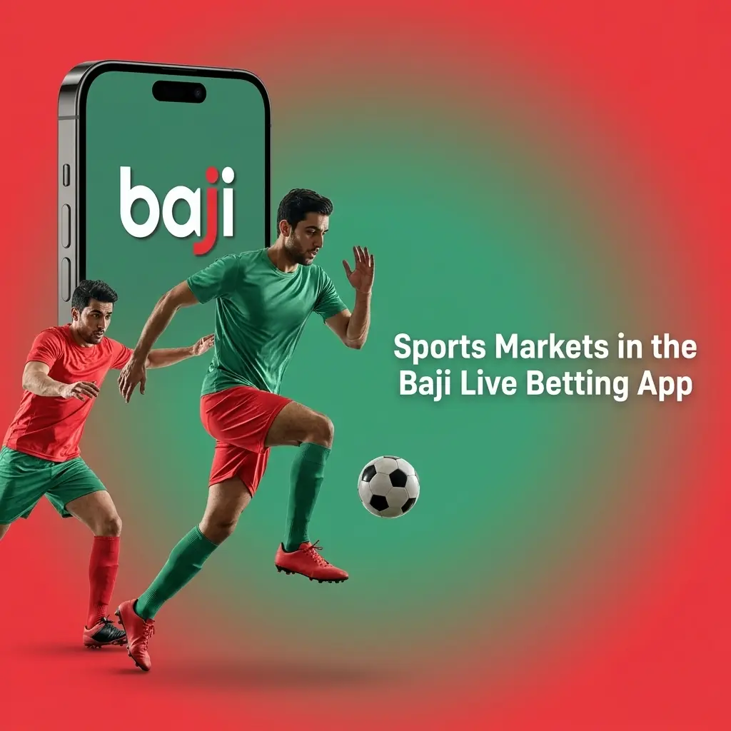 Baji Live app sports markets showing cricket, football, tennis, live odds and betting options