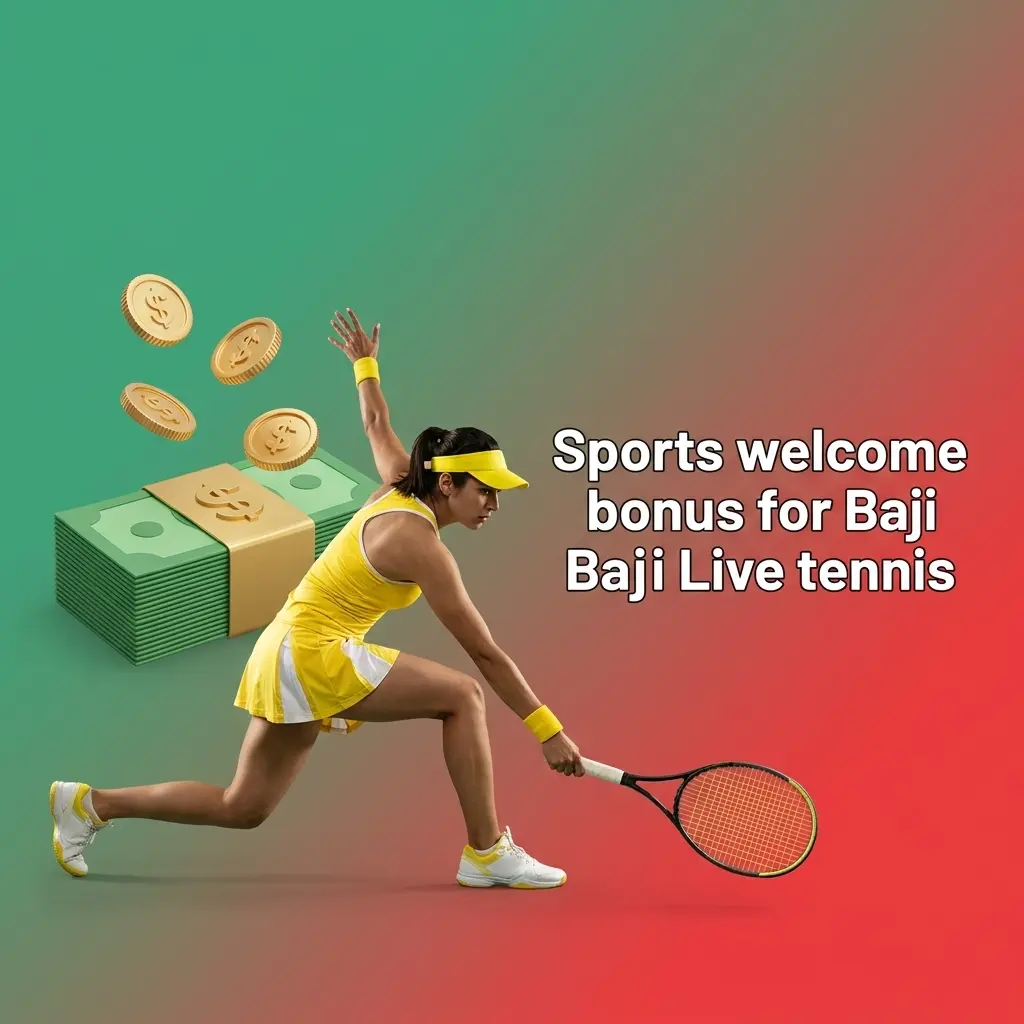 Baji Live tennis welcome bonus card with PKR value, deposit, wagering, expiry, and eligibility rules