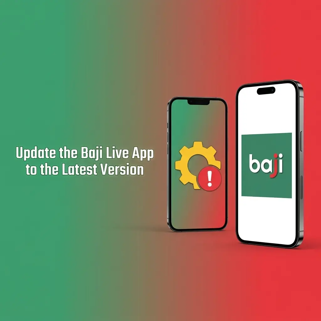 Baji Live app update screen showing APK download and installation steps for Android and iOS PWA